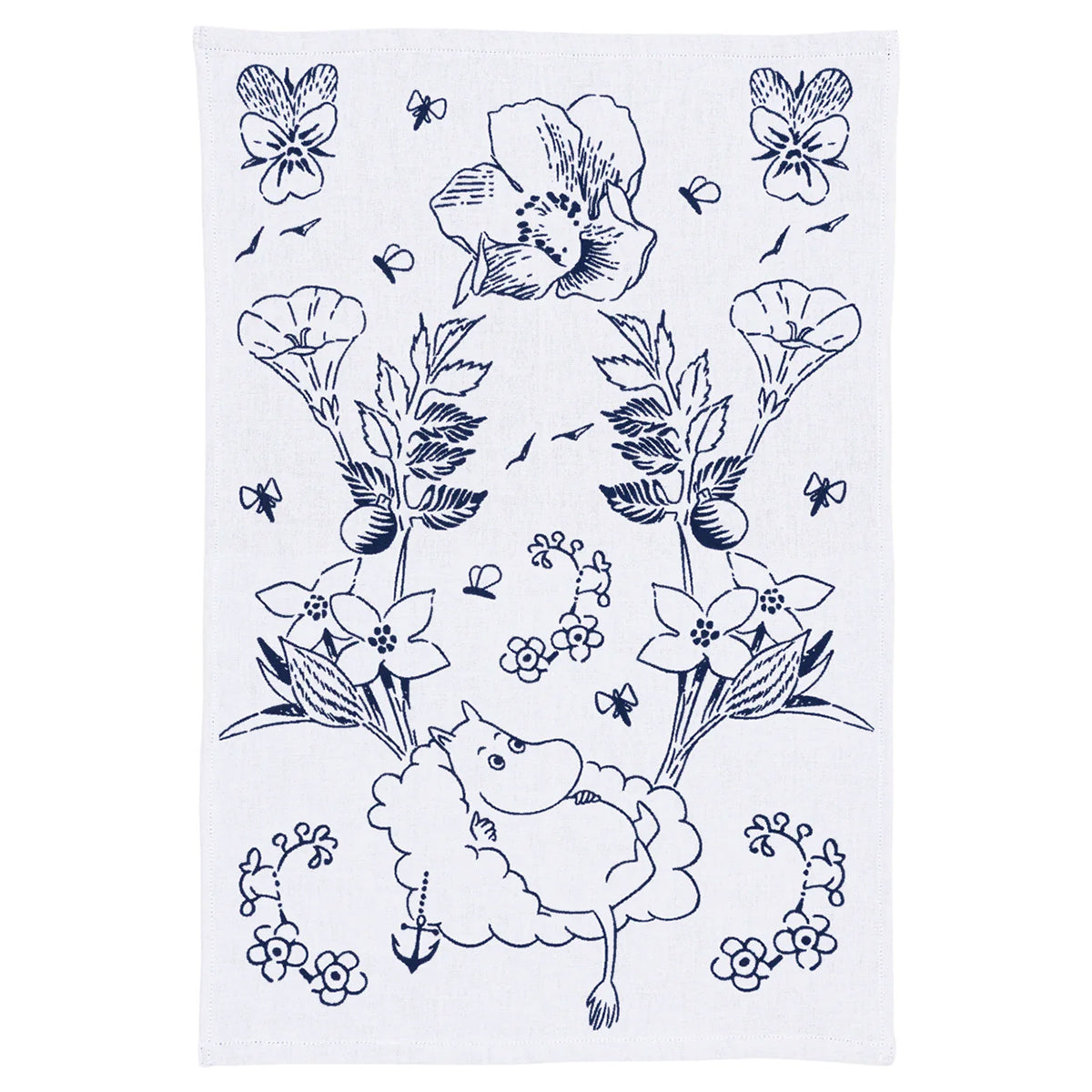 Arabia Moomin Haru White / Dark Blue Tea Towel