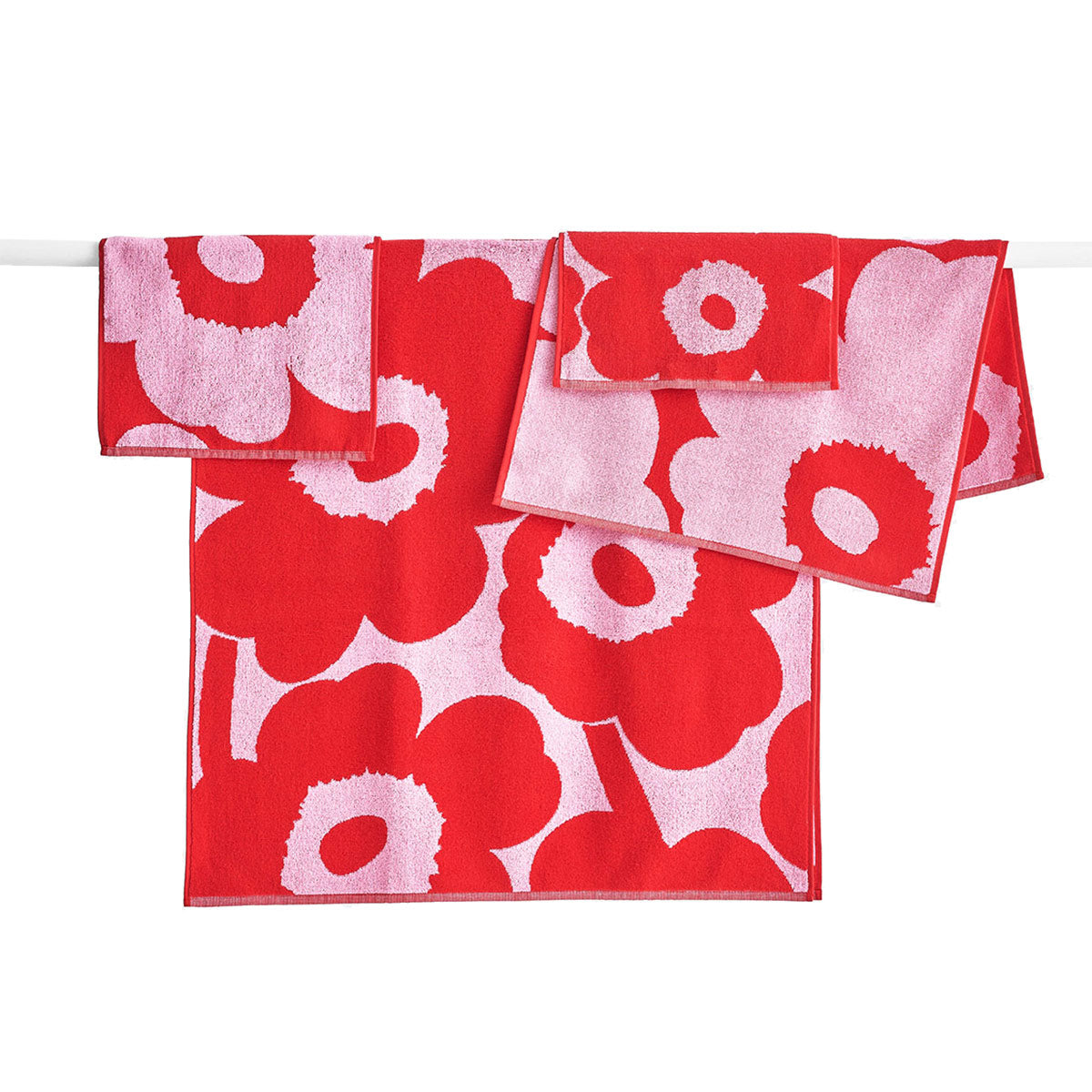 Marimekko Unikko Pink / Red Bath Towels