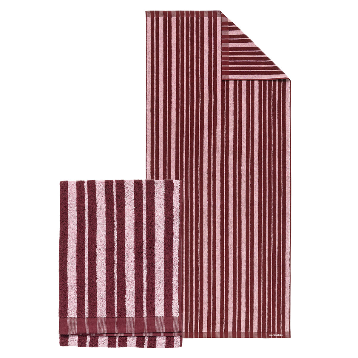 Marimekko Raide Burgundy / Pink Towels