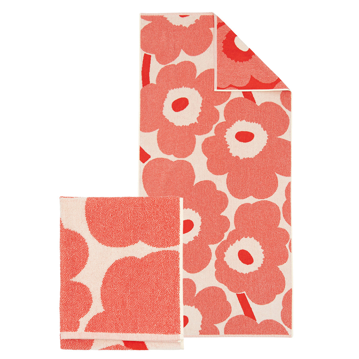Marimekko Unikko Orange-Red / Off White Towels