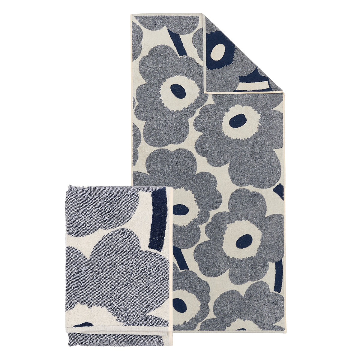 Marimekko Unikko Blueberry / Off White Towels
