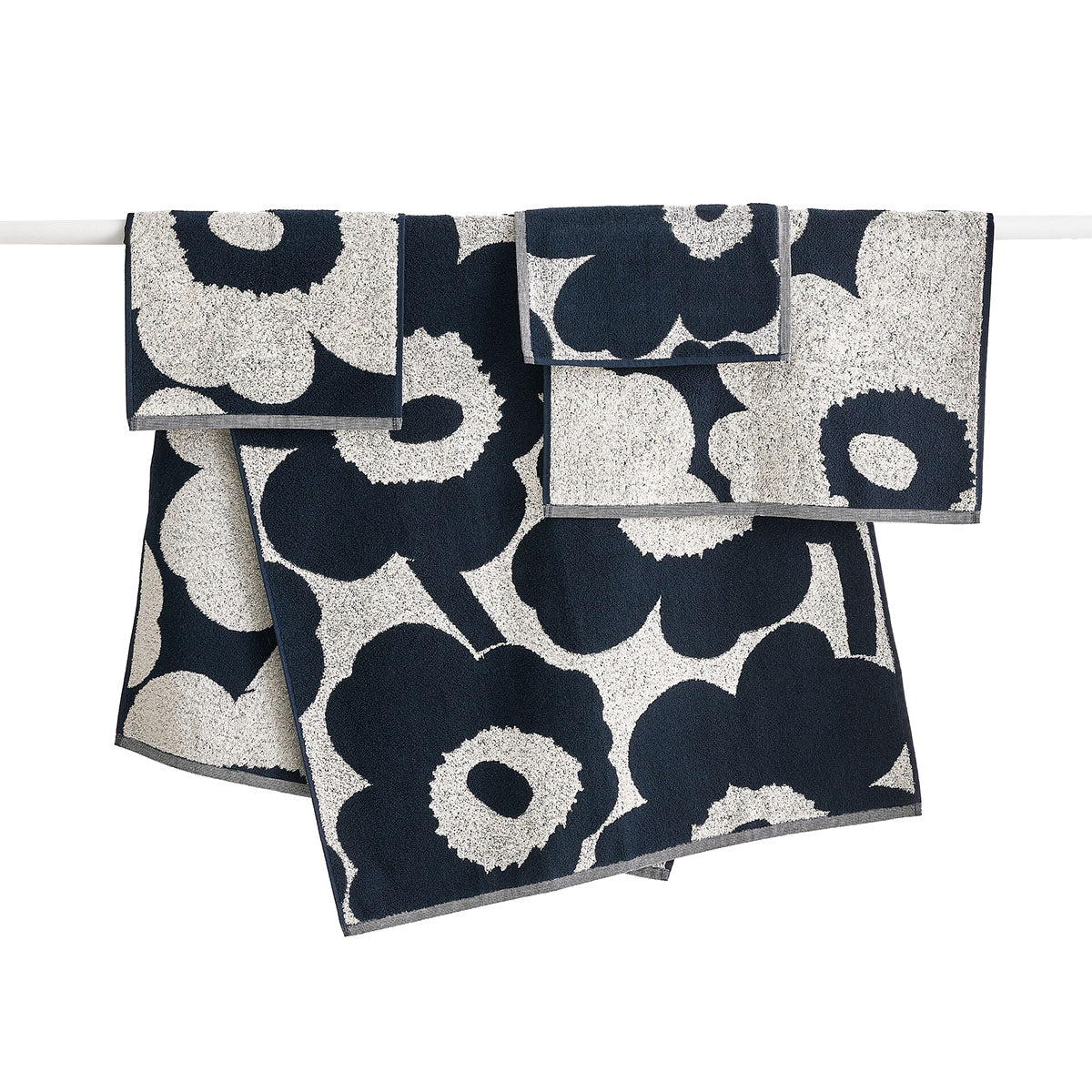Marimekko Unikko Ivory / Navy Bath Towels