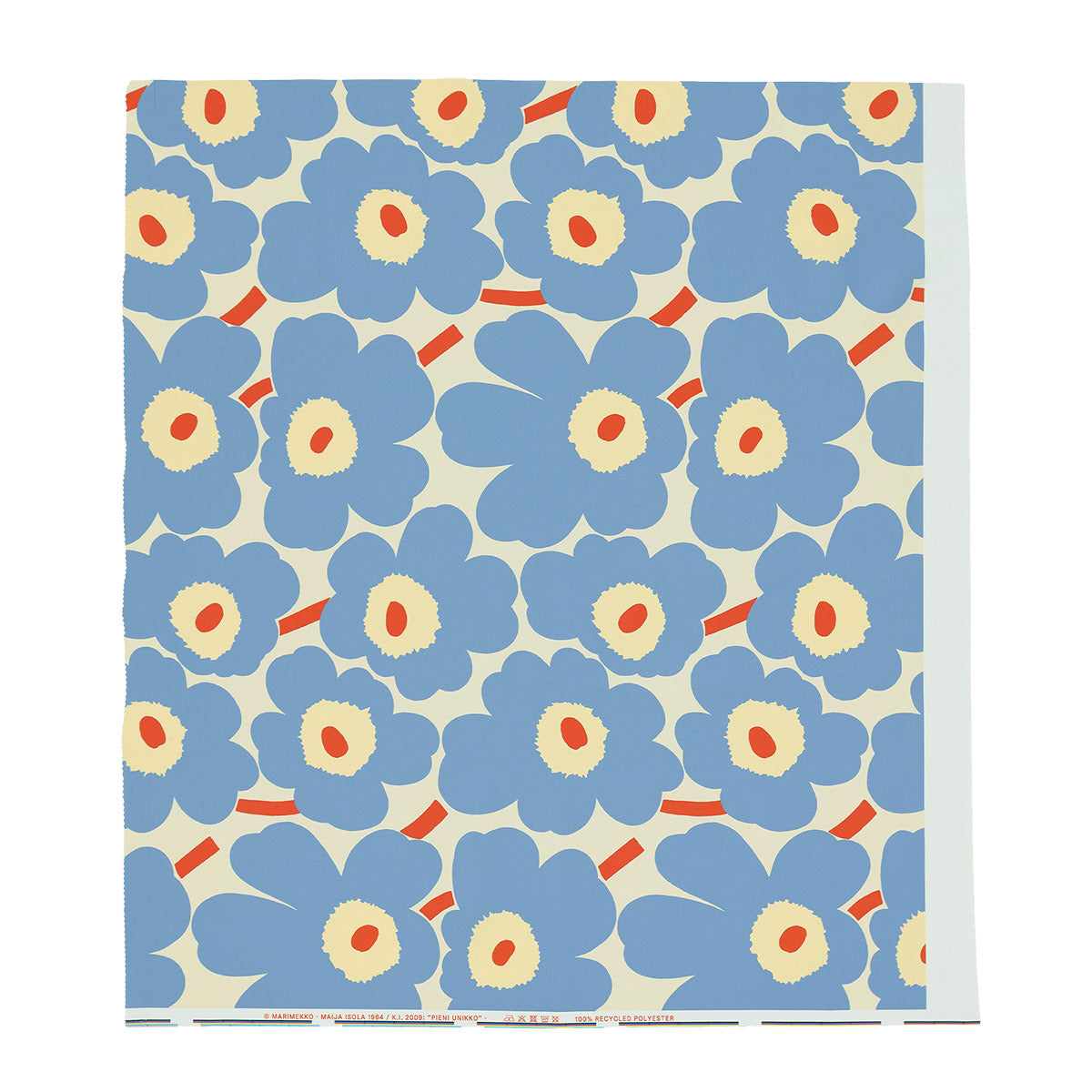 Marimekko Pieni Unikko Off White / Light Blue / Red Outdoor Fabric
