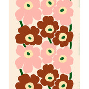 Marimekko Unikko Off White / Pink / Chestnut Medium Weight Cotton Fabric