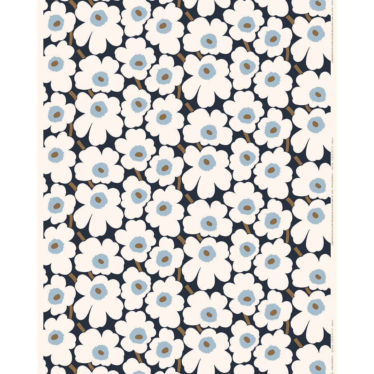 Marimekko Pieni Unikko Blueberry / Off White / Light Blue Cotton Fabric