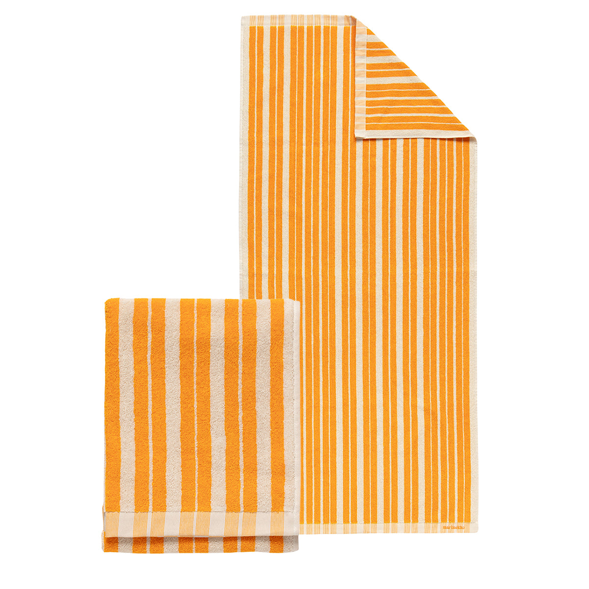 Marimekko Raide Saffron Orange / Cream Towels