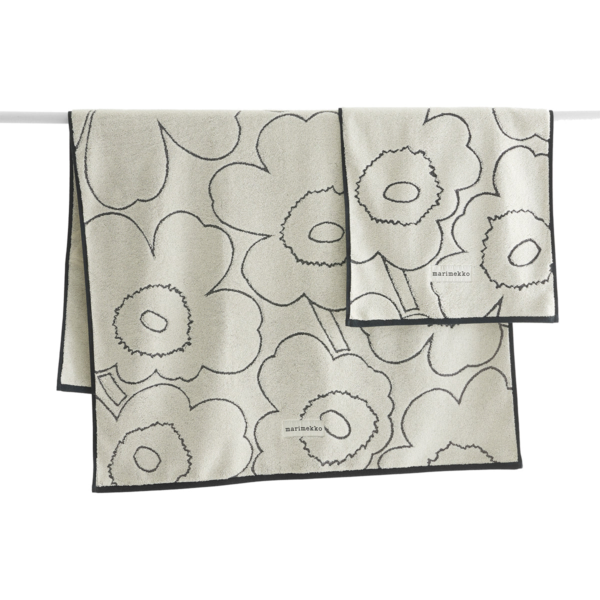 Marimekko Piirto Unikko Ivory / Black Towels