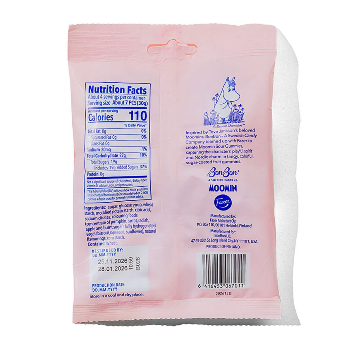 BonBon Moomin Lemon, Raspberry, Cola & Lemon Sour Candy Gummies - 4 oz