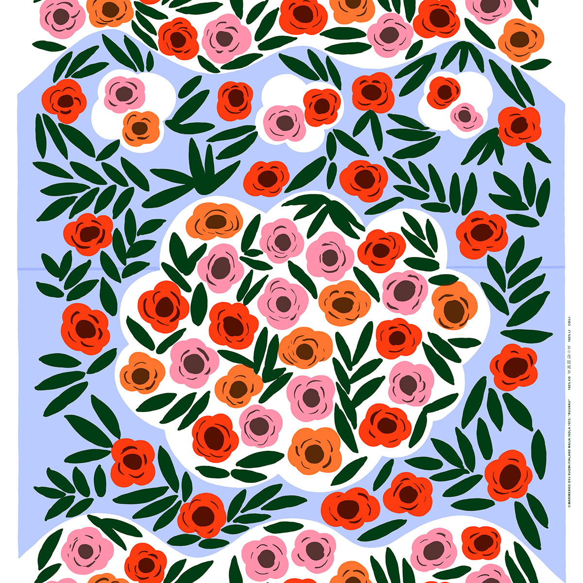 Marimekko Ruukku Light Blue / White / Multi Cotton Fabric Repeat