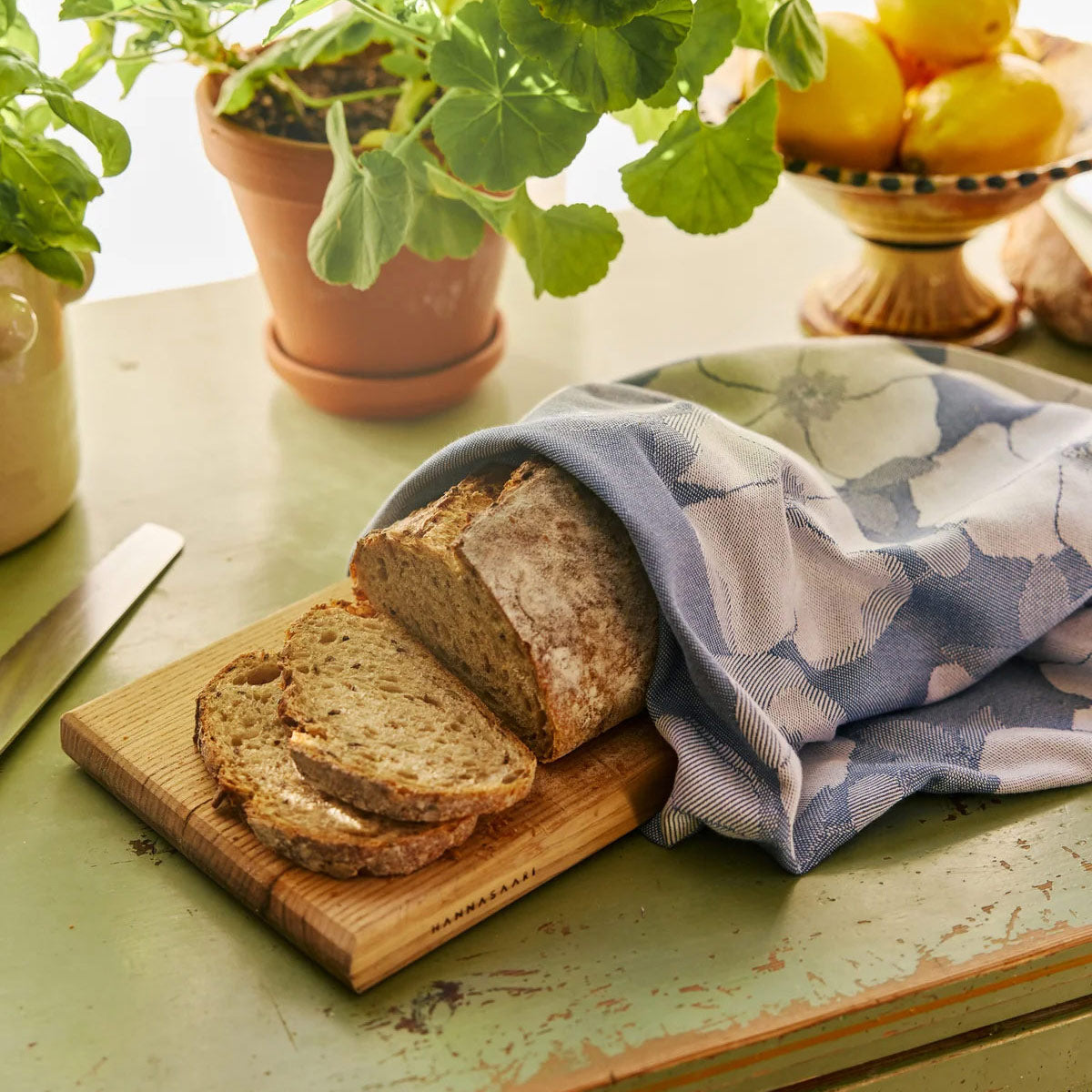 Finlayson Rosa Dark Blue / White Tea Towel - Set of 2