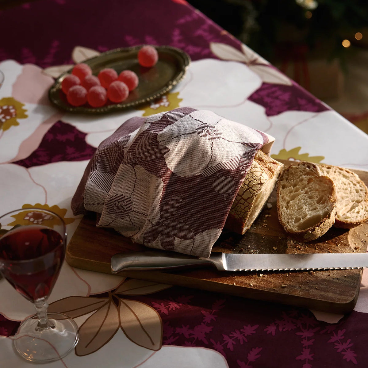 Finlayson Rosa Plum / White Tea Towels - Set of 2