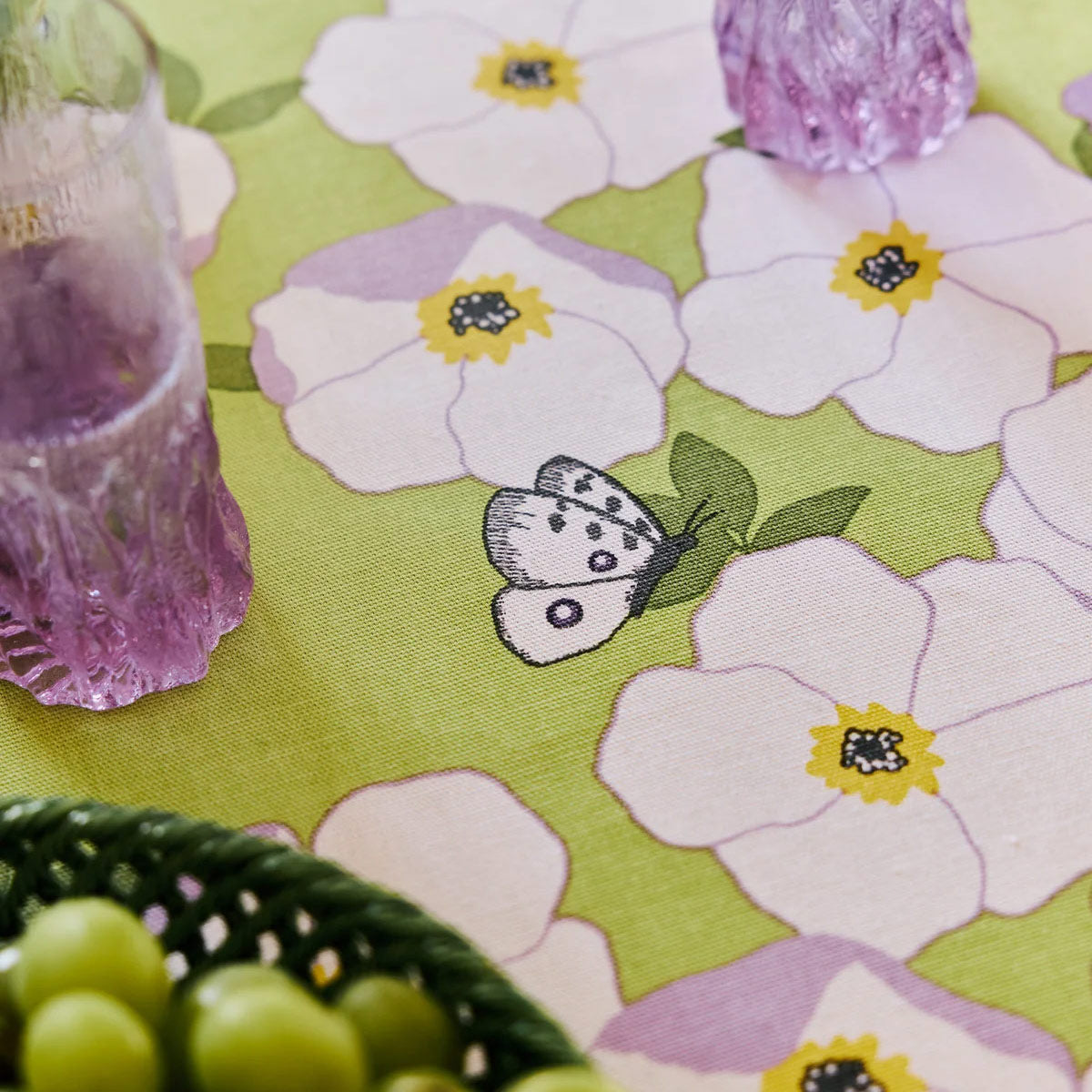 Finlayson Ruusa Light Green / White / Lilac Table Runner