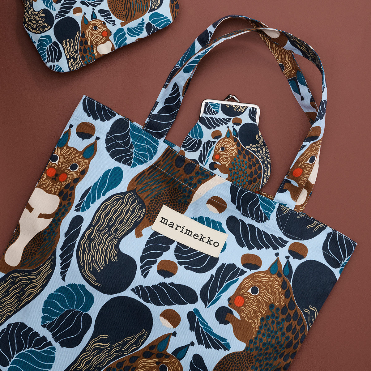 Marimekko Kurre Light Blue / Brown / Multi Tote Bag