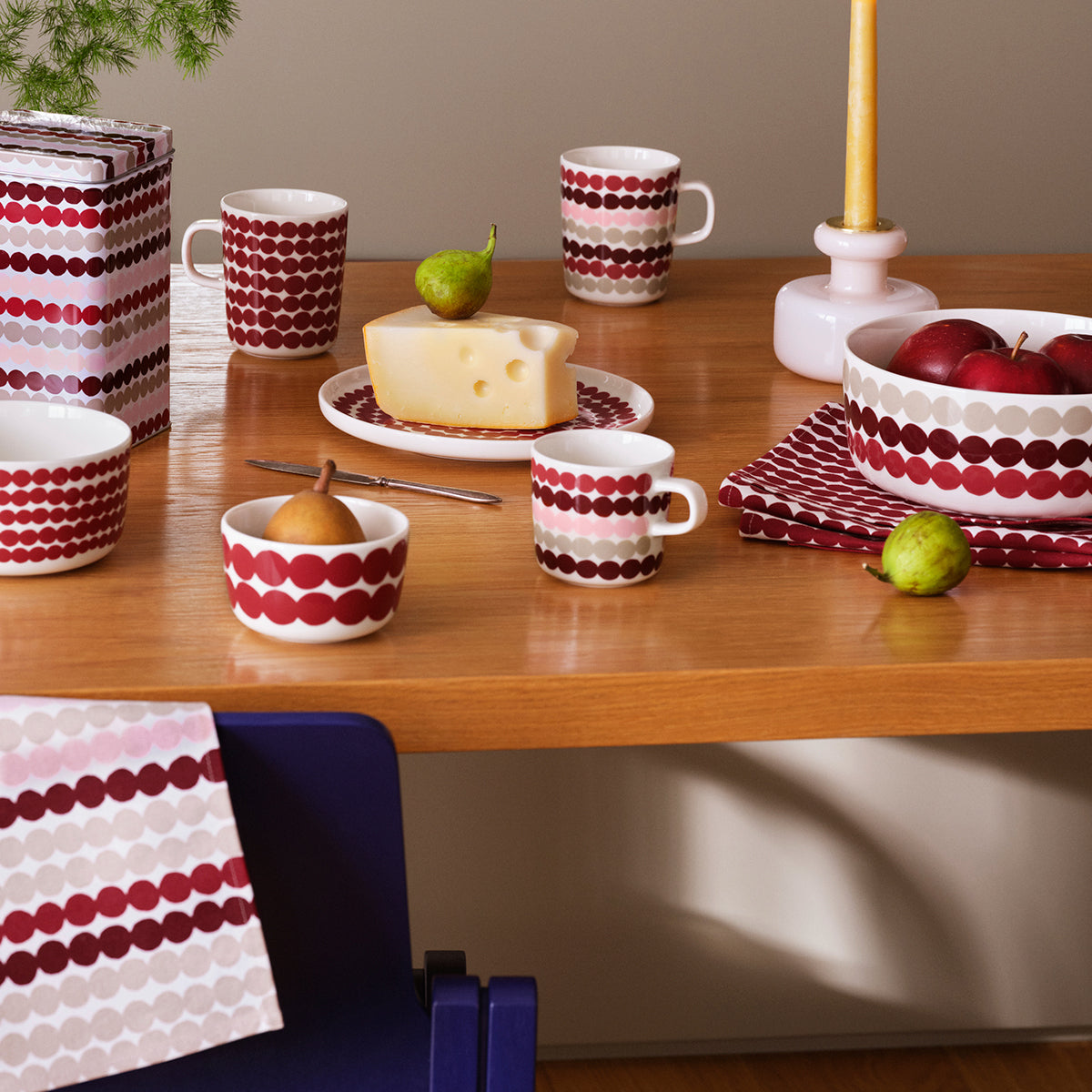 Marimekko Pikku Rasymatto Dark Red / Beige / Pink Tea Towels - Set of 2
