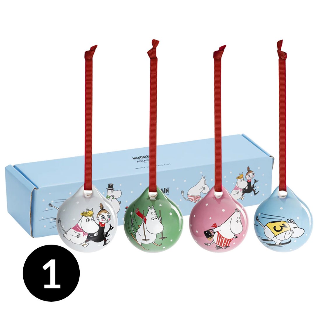 Moomin Winter Sports 4-pc Bauble Set