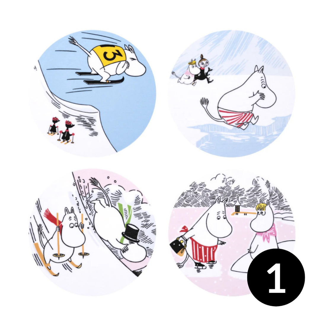 Moomin Winter Sports 4-pc Coaster Set