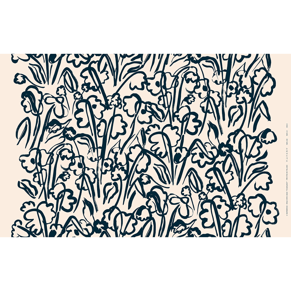 Marimekko Ensikukat Cream / Dark Blue Linen Fabric