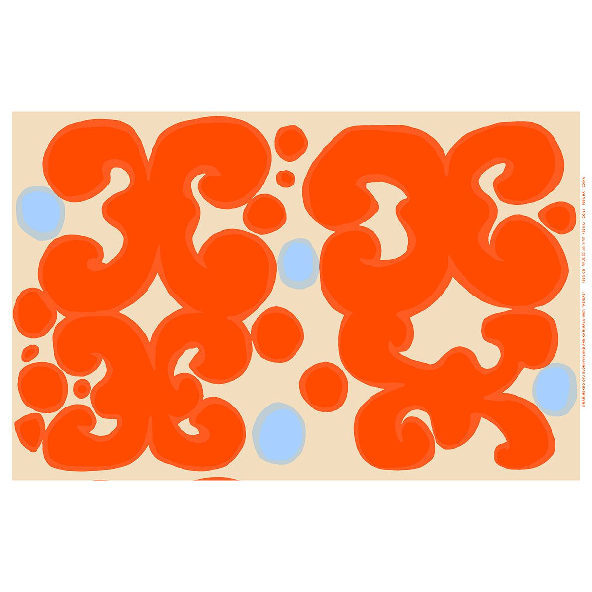 Marimekko Keidas Tan / Red / Light Blue Cotton Fabric