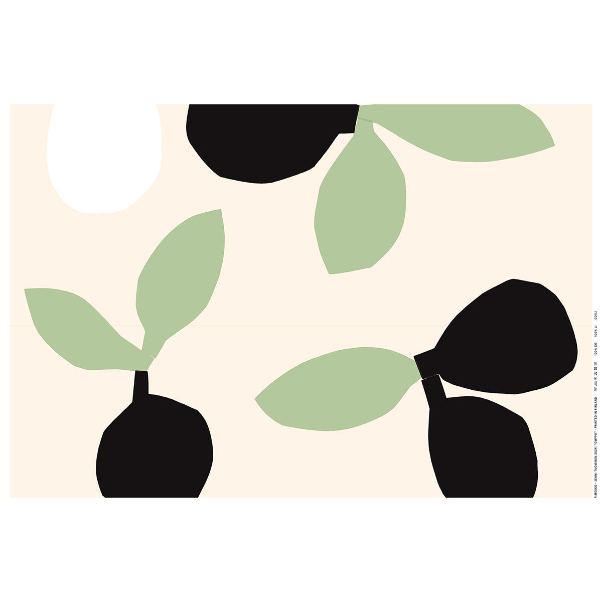 Marimekko Omppo Beige / Sage Green / Black Cotton Fabric