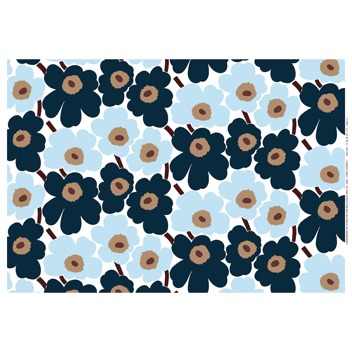 Marimekko Pieni Unikko White / Blueberry / Light Blue Cotton Fabric
