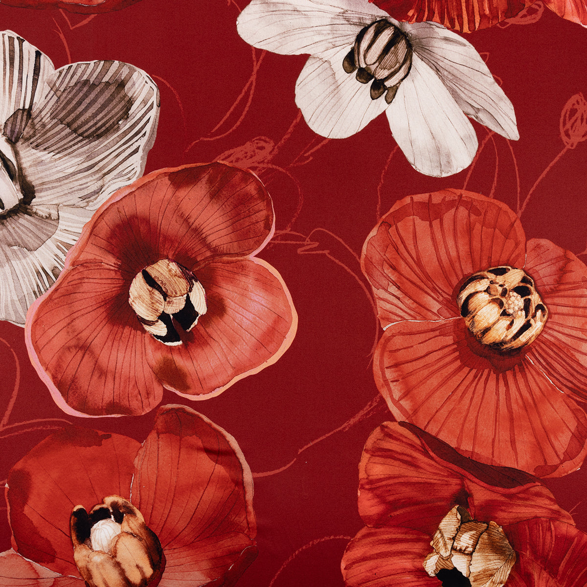 Pentik Haave Red Cotton Sateen Fabric