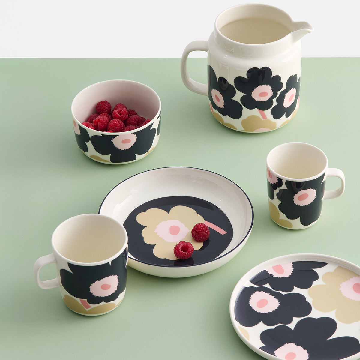 Marimekko Unikko Charcoal / Pink / Beige Pitcher