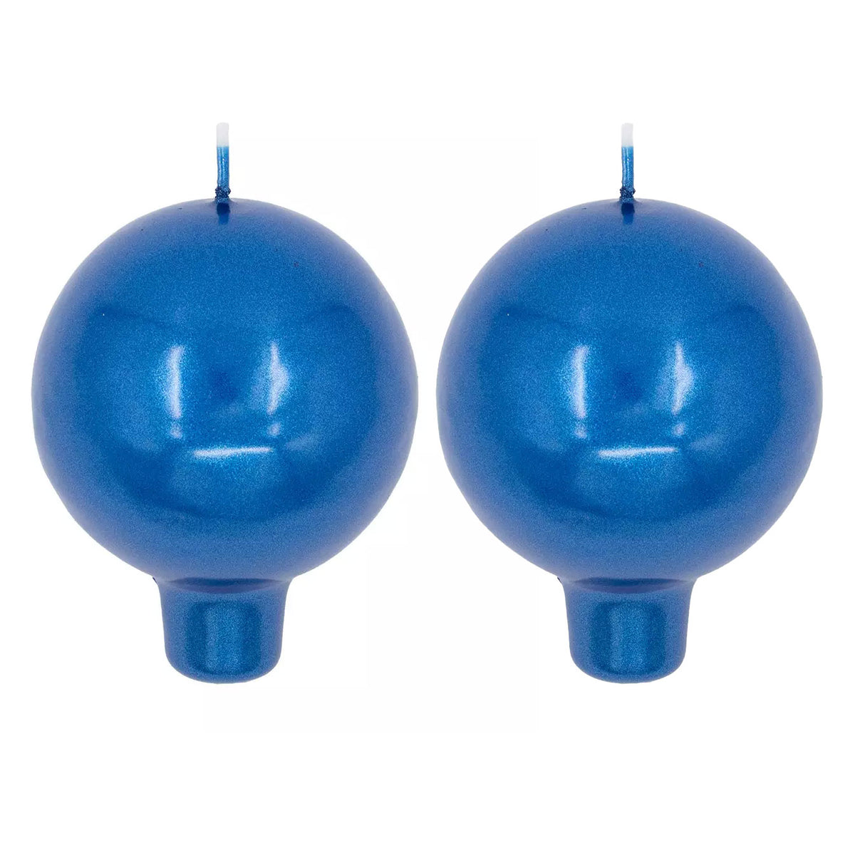 Festivo Metallic Blue Footed Ball Candles - Set of 2