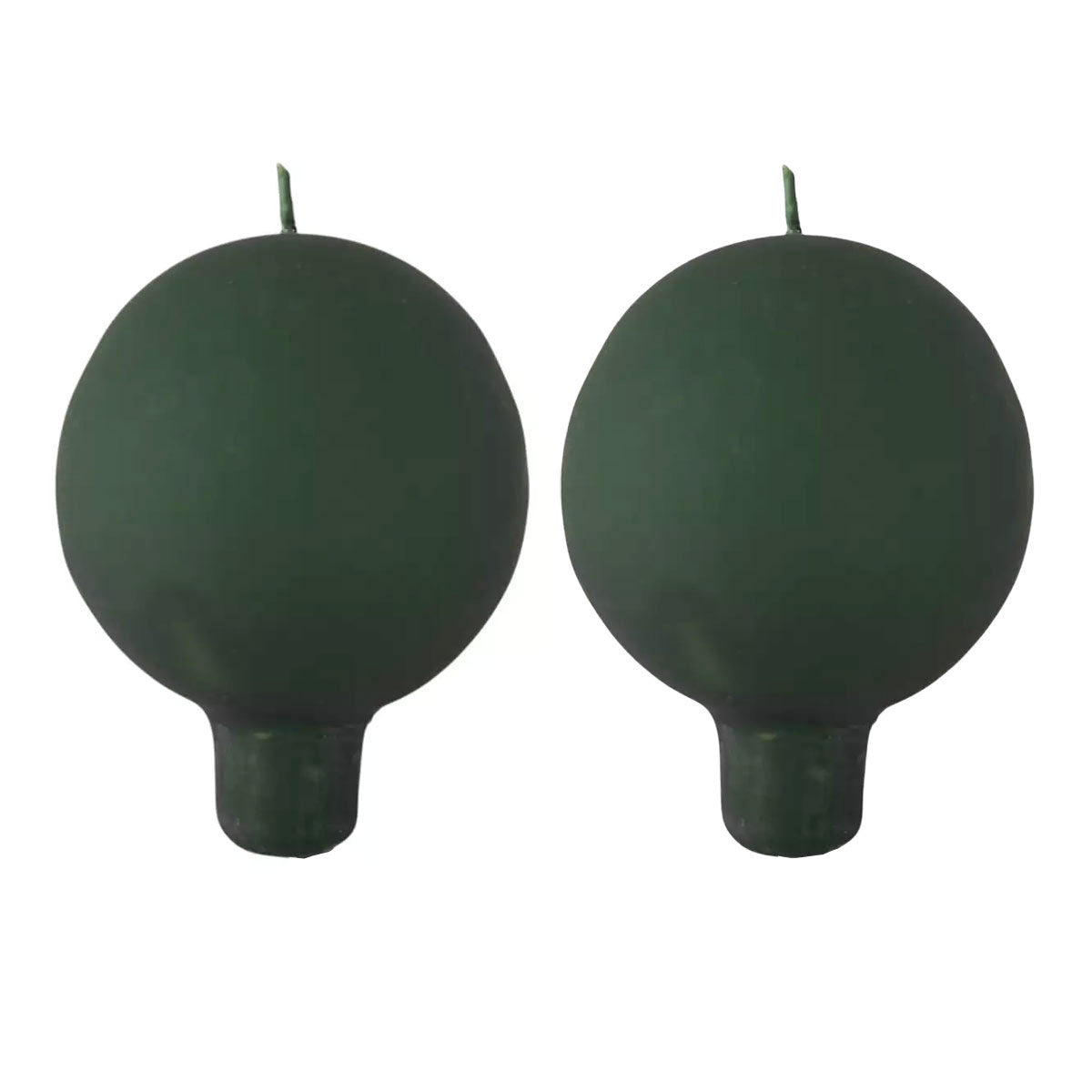 Festivo Dark Pine Green Footed Ball Candles - Set of 2