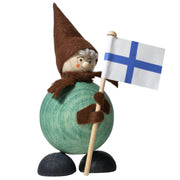 Large Forest Tonttu with Finnish Flag