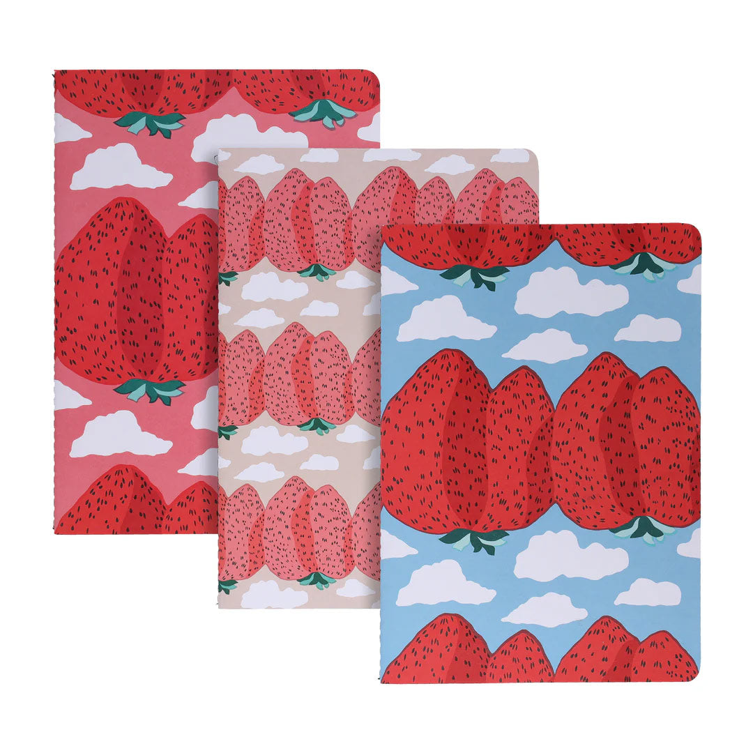 Marimekko Mansikkavuoret Red / Multi Notebooks - Set of 3