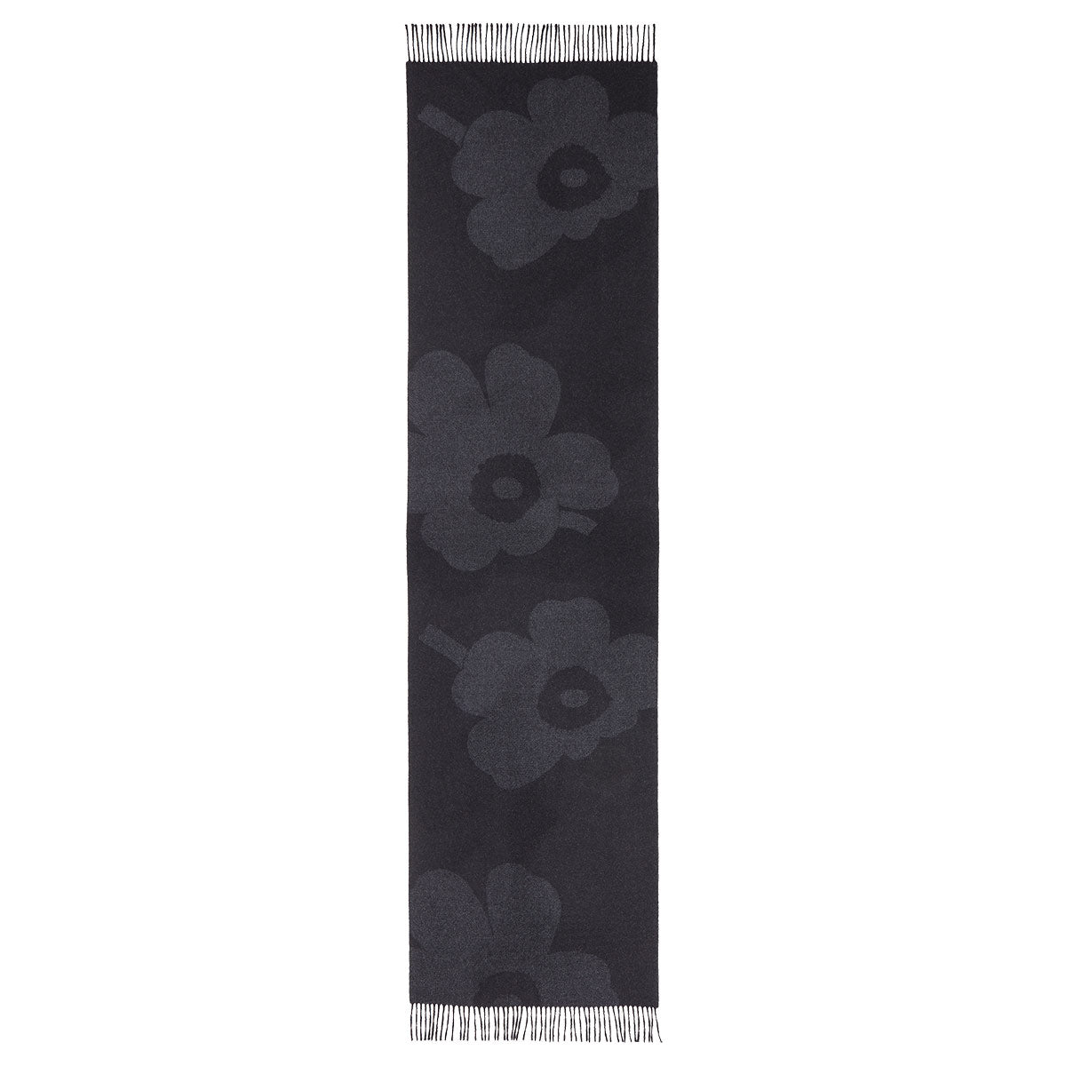 Marimekko Kirkas Juhla Unikko Black / Grey Wool Scarf