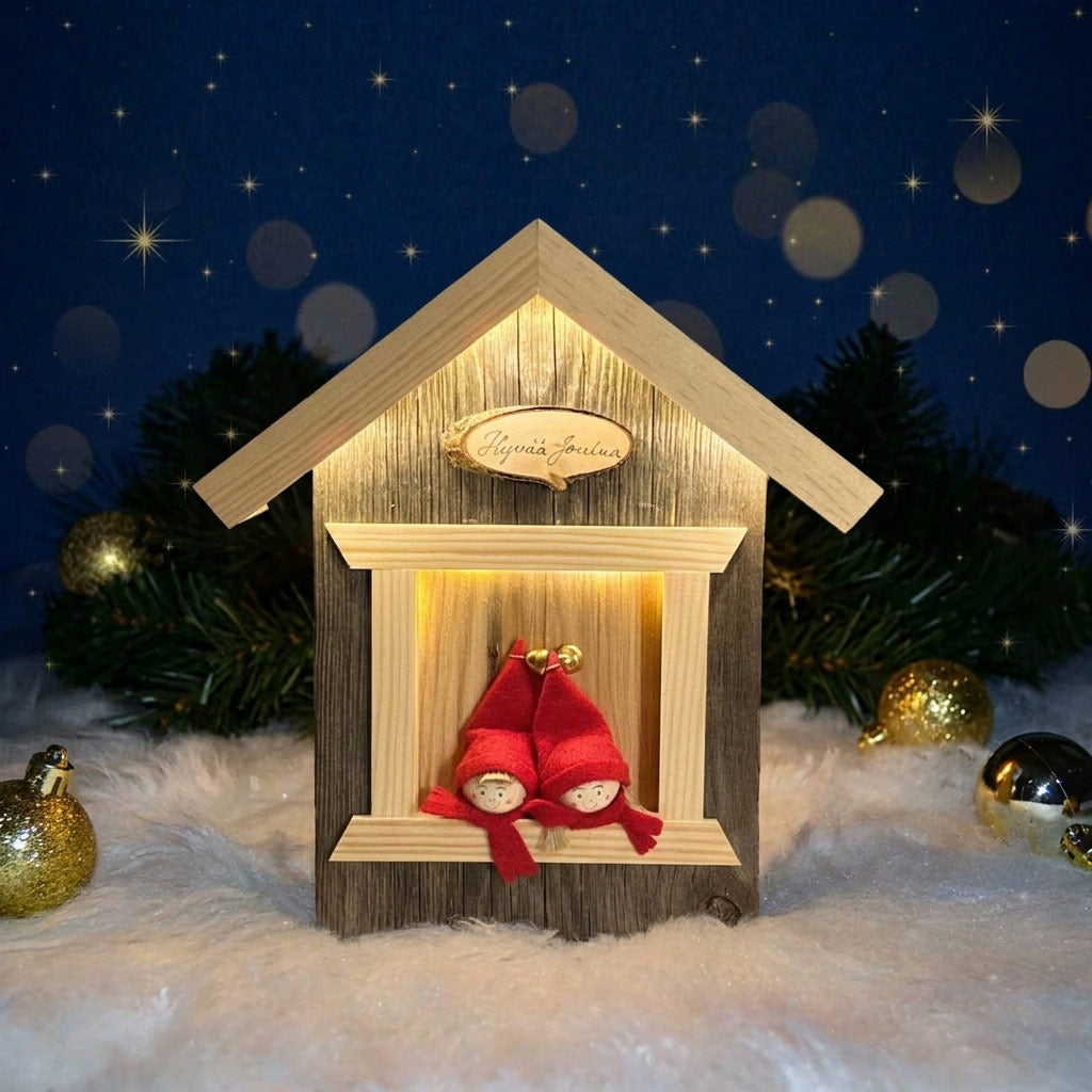 Merry Christmas House with Two Tonttus