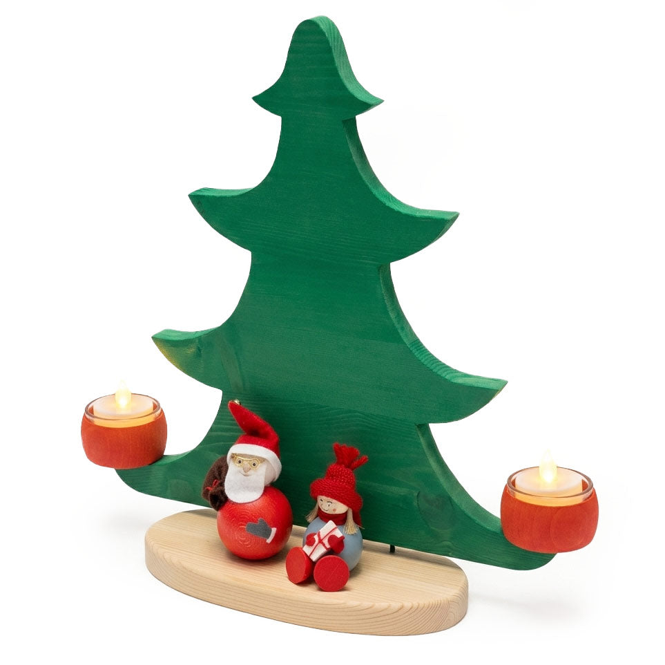 Large Christmas Tree with Two Candlelights, Santa Claus & Tonttu