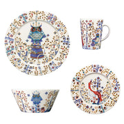 iittala Taika White / Blue 4-Piece Dinnerware Set