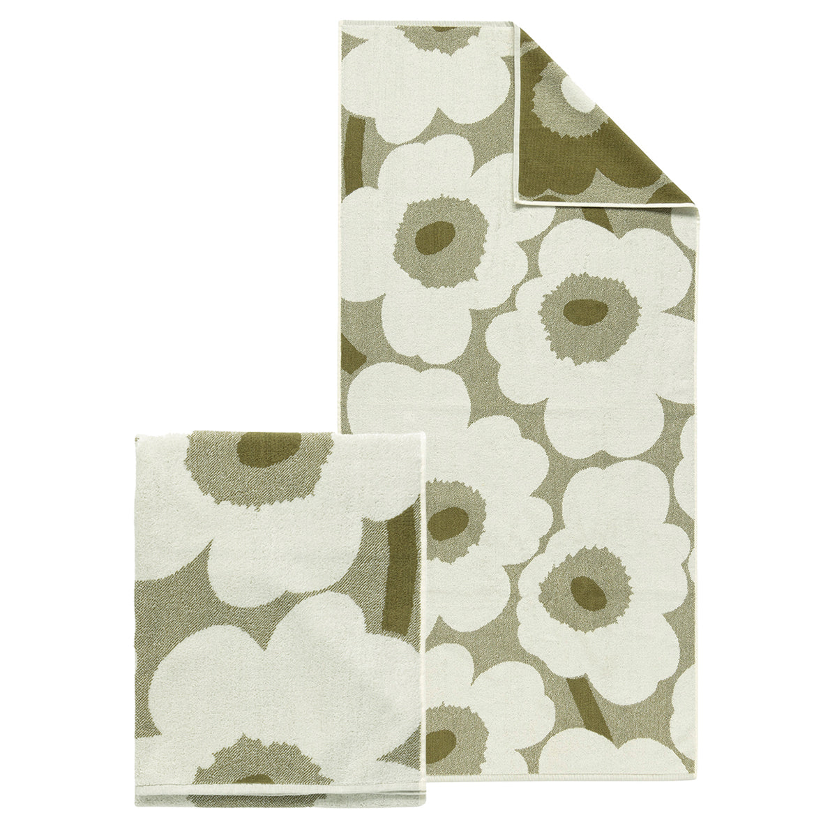 Marimekko Unikko Olive Green / Cream Towels