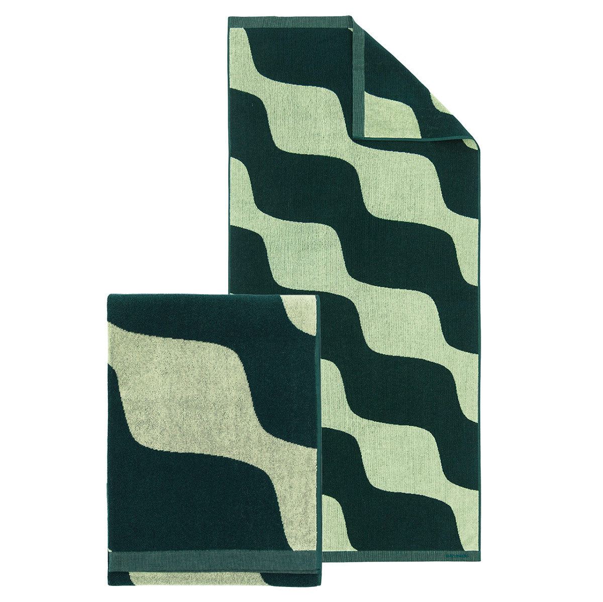 Marimekko Taifuuni Dark Green / Pear Bath Towels