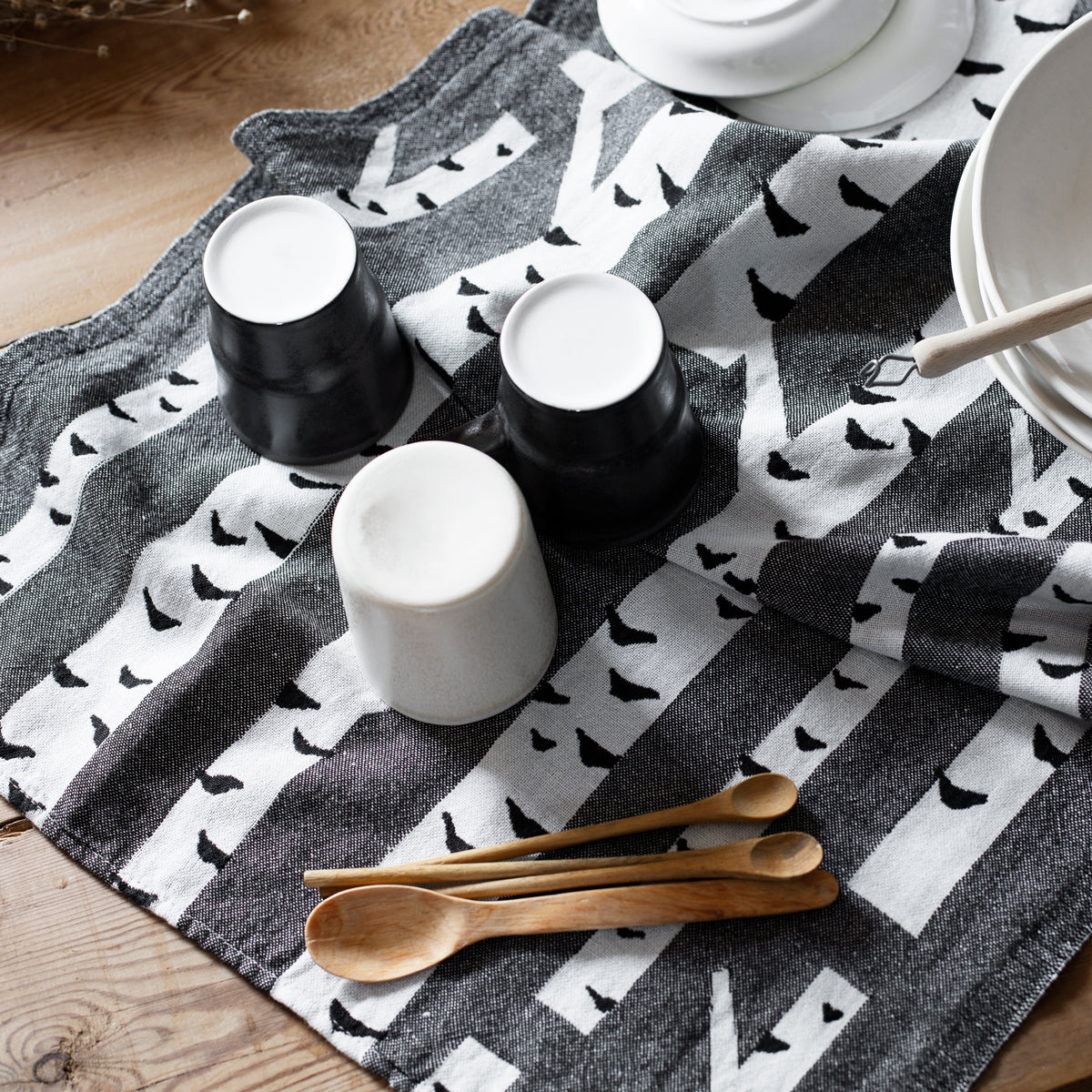Lapuan Kankurit Koivu White / Black Tea Towel