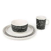 Marimekko Rasymatto / Siirtolapuutarha Black / White 16pc Dinnerware Set