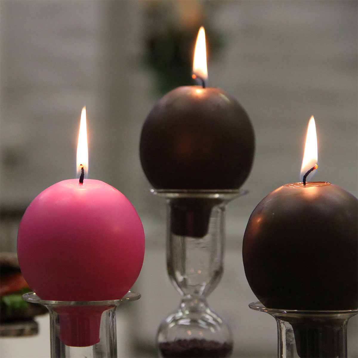Festivo Black Ball Candles - Set of 2