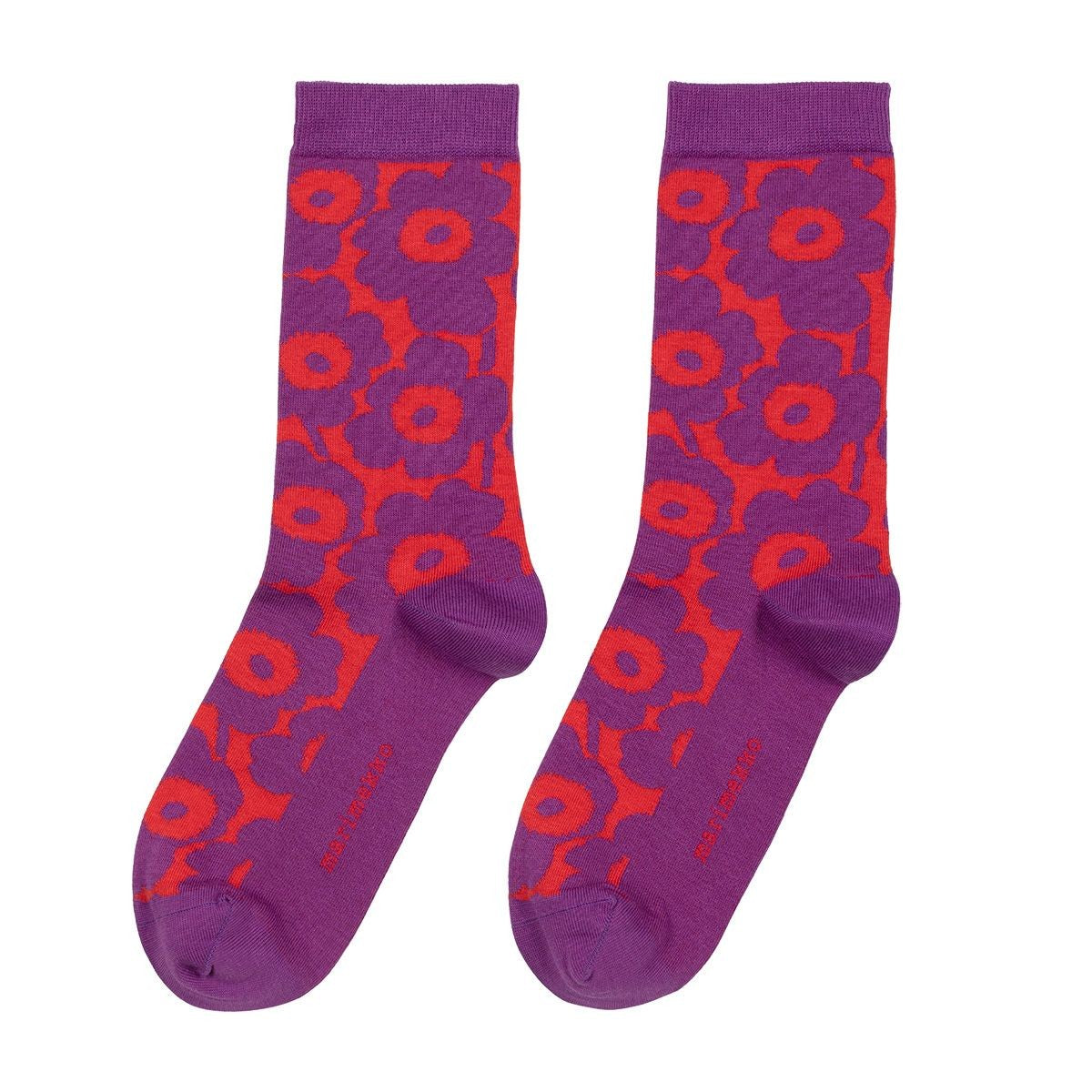 Marimekko Linjaus Unikko Violet / Red Green Socks