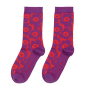 Marimekko Linjaus Unikko Violet / Red Green Socks