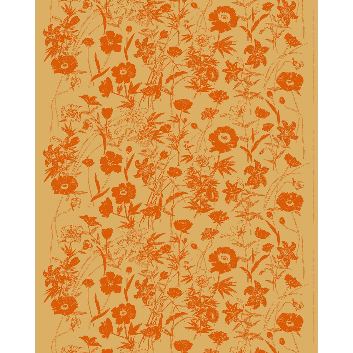Marimekko Perenna Orange / Light Brown Cotton Canvas Fabric