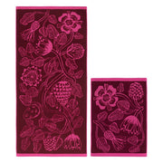 Marimekko Tiara Burgundy / Pink Bath Towel & Hand Towel Gift Set