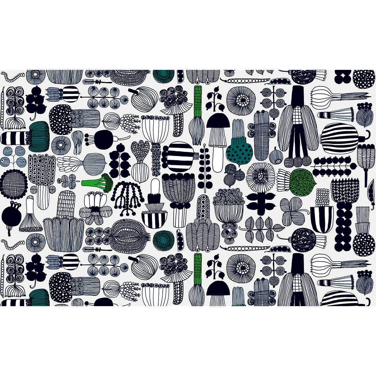 Marimekko Puutarhurin Parhaat Grey / Green Medium Weight Cotton Fabric