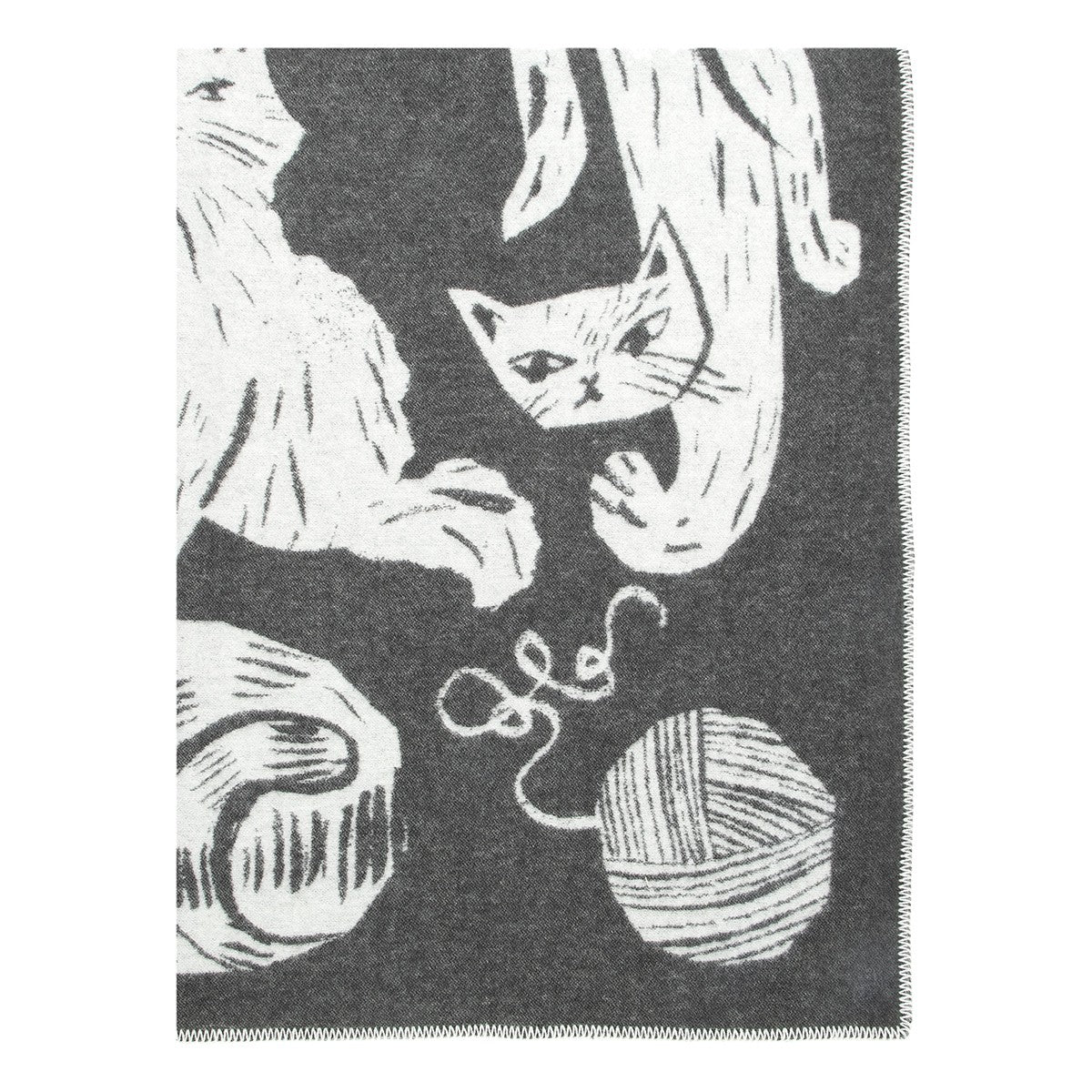 Lapuan Kankurit Kissanpaivat Dark Grey / White Wool Blanket