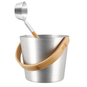 Rento Aluminum / Bamboo Silver Sauna Pail & Ladle Set