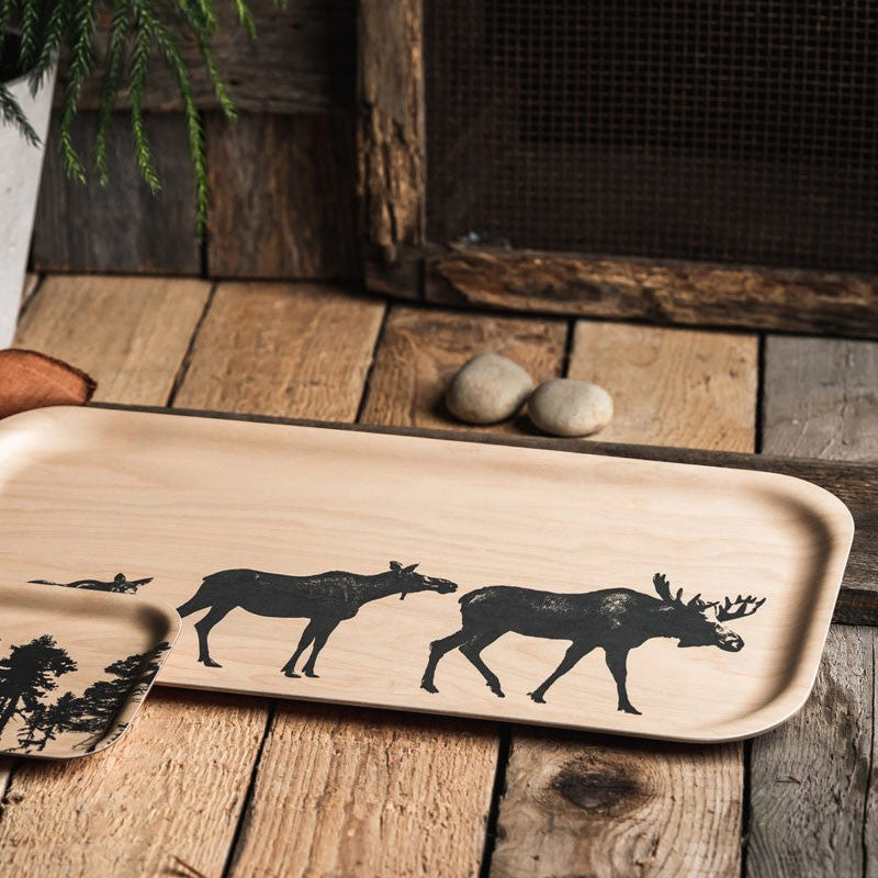 Muurla Moose Family Wood / Black Tray