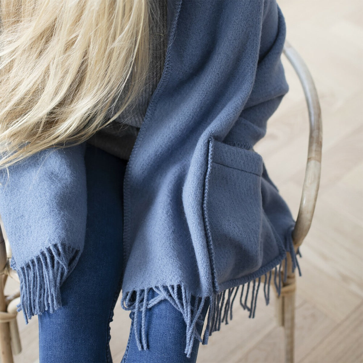 Lapuan Kankurit Uni Rainy Blue Wool Pocket Shawl
