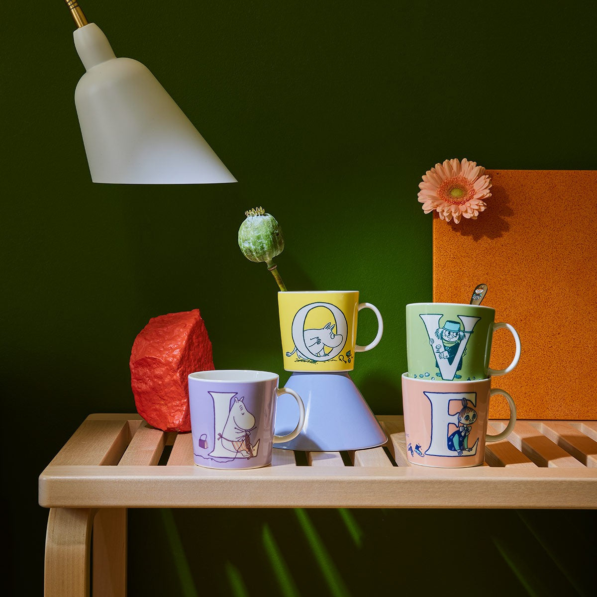 Arabia Moomin ABC Multicolor Mug Set/4 - LOVE