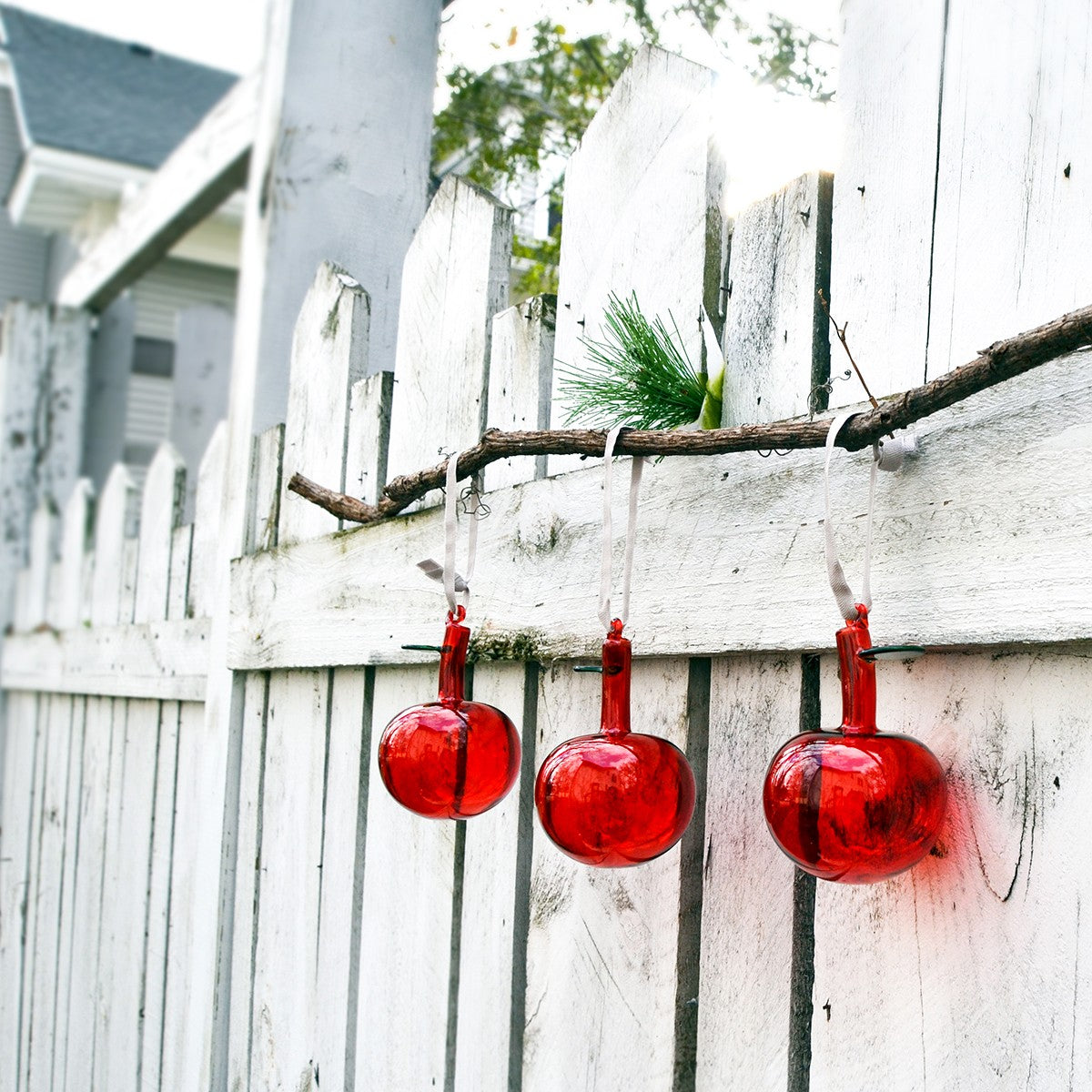 iittala Red Glass Apple Ornaments - Gift Set of 3